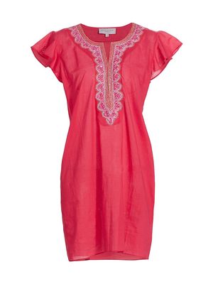 Women's Embroidered Tunic Dress - Pink - Size XS - Pink - Size XS