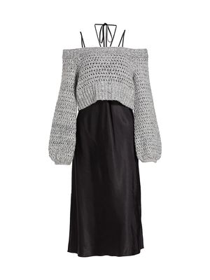 Women's Emm Combo Sweater Dress - Heather Grey Marled - Size XS - Heather Grey Marled - Size XS