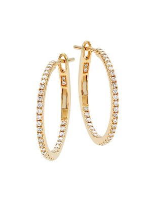 Women's Endless 14K Yellow Gold & 0.75 TCW Diamond Inside-Out Hoop Earrings - Yellow Gold - Yellow Gold