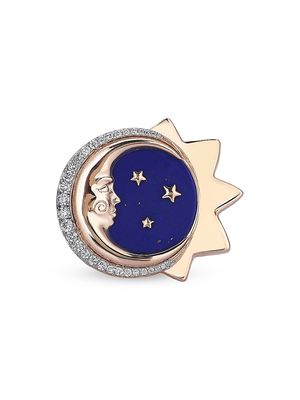 Women's Equinox Moon 14K Yellow Gold, Mother-Of-Pearl & 0.38 TCW Diamond Ring - Blue - Size 6 - Blue - Size 6