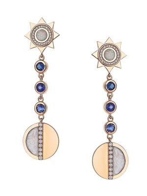 Women's Equinox Phase 14K Rose Gold & Multi-Gemstone Drop Earrings - Blue - Blue