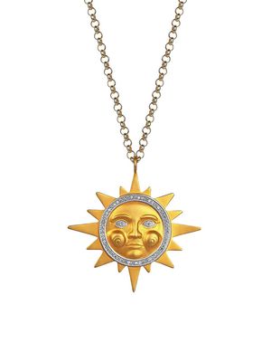 Women's Equinox Sun 14K Rose Gold & 0.31 TCW Diamond Pendant Necklace - Yellow Gold - Yellow Gold