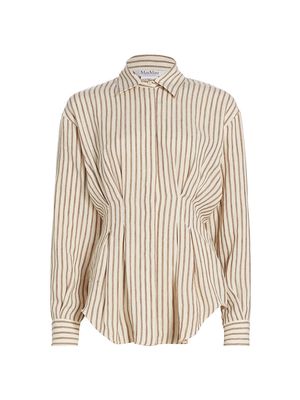 Women's Eritrea Striped Linen Shirt - White - Size 8