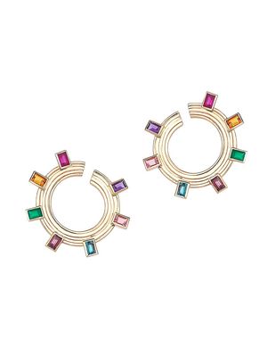 Women's Essentials Rainbow 14K Yellow Gold & Multi-Gemstone Loop Earrings - Yellow Gold