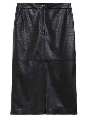 Women's Ethel Croc-Embossed Pencil Skirt - Black - Size Small