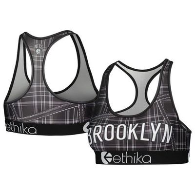 Women's Ethika Black Brooklyn Nets Racerback Sports Bra