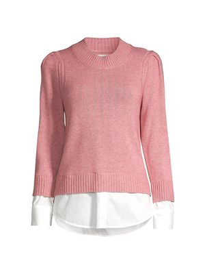 Women's Eton Layered Sweater - Rose Melange - Size XS - Rose Melange - Size XS