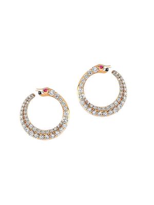 Women's Eve 18K Rose Gold & Multi-Gemstone Serpent Hoop Earrings - Rose Gold - Rose Gold