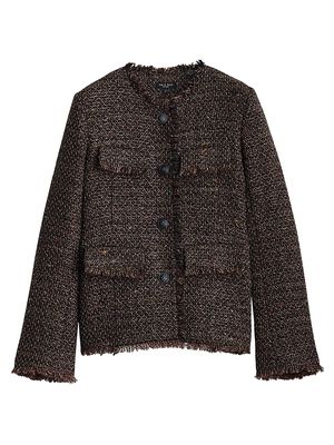 Women's Ezra Tweed Wool-Blend Jacket - Brown - Size Small