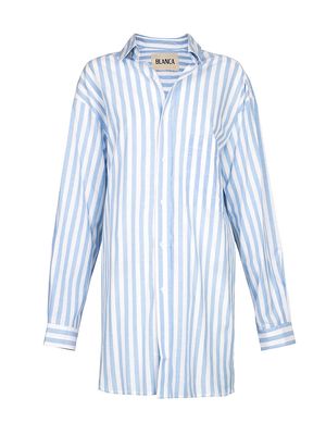 Women's Fabienne Oversized Button-Front Shirt - Blue White Stripe - Size XS - Blue White Stripe - Size XS