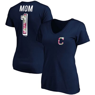 Women's Fanatics Branded Navy Cleveland Indians Mother's Day Logo V-Neck T-Shirt