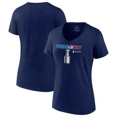 Women's Fanatics Branded Navy Colorado Avalanche 2022 Stanley Cup Champions Plus Size Celebration V-Neck T-Shirt