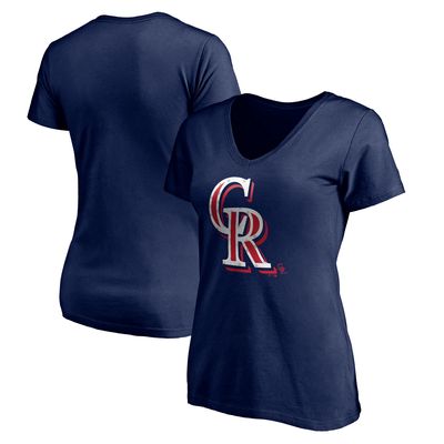 Women's Fanatics Branded Navy Colorado Rockies Red White & Team V-Neck T-Shirt