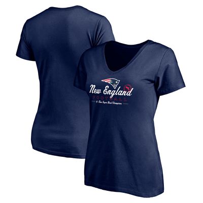 Women's Fanatics Branded Navy New England Patriots Hometown Collection Wildcat V-Neck T-Shirt