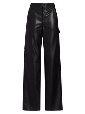 Women's Faux Leather Carpenter Pants - Black - Size 27