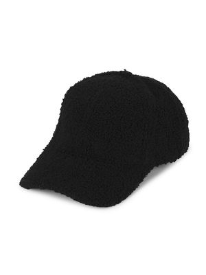 Women's Faux Sherpa Baseball Cap - Black - Black