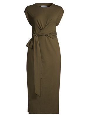 Women's Fei Tie-Front Midi-Dress - Olive - Size XS