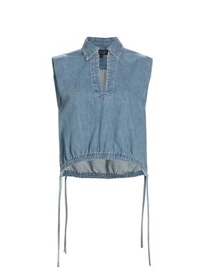 Women's Fiona Drawstring-Hem Denim Top - Billie - Size XS