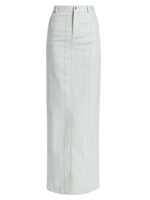 Women's Fitted High-Waist Maxi Skirt - White Pinstripe - Size 24