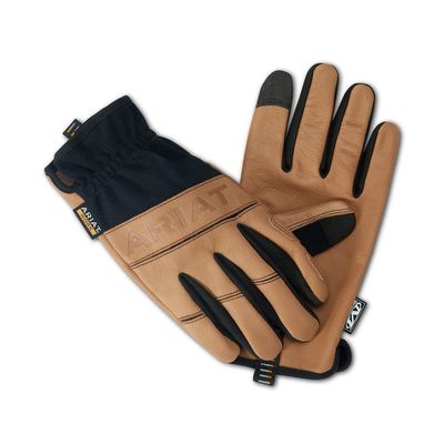 Women's FlexPro Leather Driver Work Glove in Brown Black, Size: Small Regular by Ariat