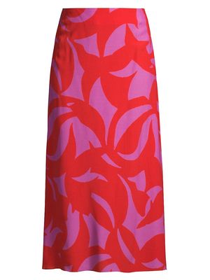 Women's Flora Fabiana Printed Midi-Skirt - Magenta Multi - Size XS - Magenta Multi - Size XS