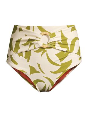 Women's Flora Libra High-Waisted Bikini Bottom - Pistachio Multi - Size Small - Pistachio Multi - Size Small