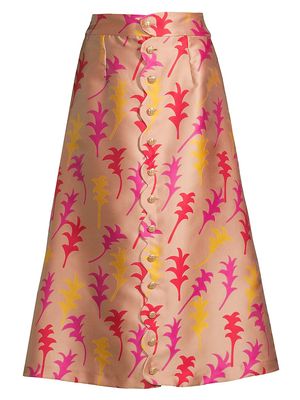 Women's Floral A-Line Midi-Skirt - Size 10