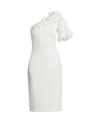 Women's Floral Appliqué Sheath Dress - Light Ivory - Size 4