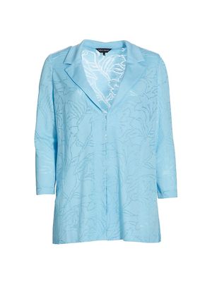 Women's Floral Burnout-Knit Jacket - Serene - Size 14 - Serene - Size 14