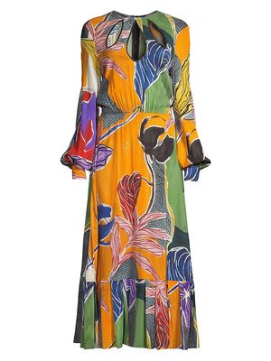 Women's Floral Cut-Out Maxi Dress - Orange - Size 2