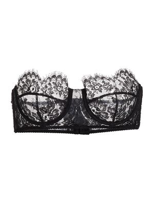 Women's Floral Lace Underwire Balconette Bra - Nero - Size Medium