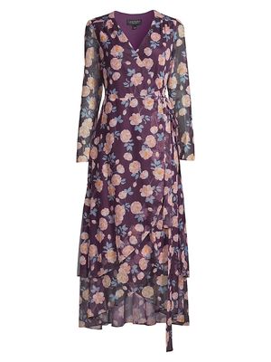 Women's Floral Wrap Maxi Dress - Rossete - Size 0