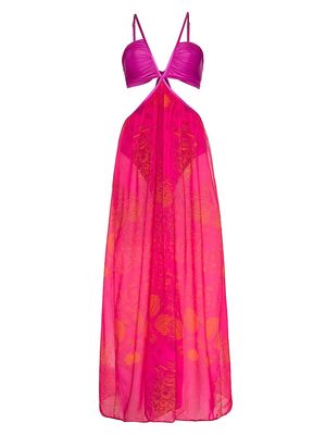 Women's Florence Floral Cut-Out Dress - Azulejo Pink - Size Small - Azulejo Pink - Size Small