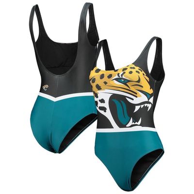 Women's FOCO Black Jacksonville Jaguars Team One-Piece Swimsuit