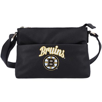 Women's FOCO Boston Bruins Logo Script Crossbody Handbag in Black