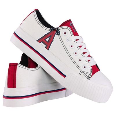 Women's FOCO Los Angeles Angels Platform Canvas Shoes in White