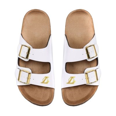 Women's FOCO Los Angeles Lakers Double-Buckle Sandals in White