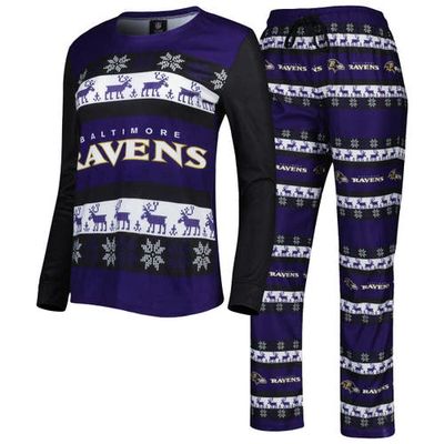 Women's FOCO Purple Baltimore Ravens Holiday Ugly Pajama Set