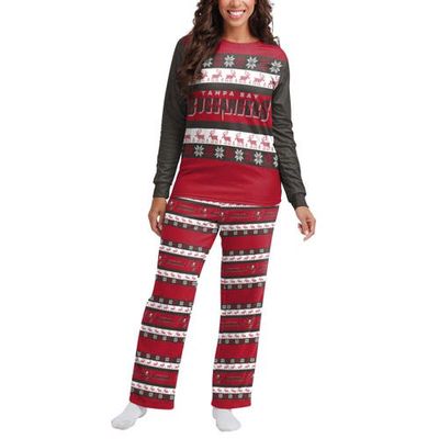 Women's FOCO Red Tampa Bay Buccaneers Holiday Ugly Pajama Set