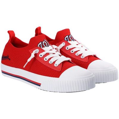 Women's FOCO Washington Nationals Knit Canvas Fashion Sneakers in Red
