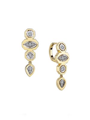 Women's Focus 14K Gold & Diamond Drop Earrings - Yellow Gold - Yellow Gold