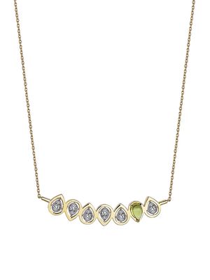 Women's Focus 14K Gold, Diamond & Peridot Pendant Necklace - Green - Green