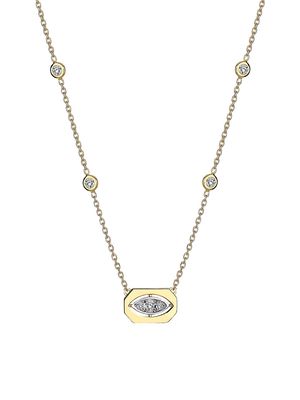 Women's Focus Two-Tone 14K Gold & 0.14 TCW Diamond Pendant Necklace - Gold - Gold