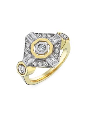 Women's Focus Two-Tone 14K Gold & 0.38 TCW Diamond Pinky Ring - Gold - Size 4 - Gold - Size 4