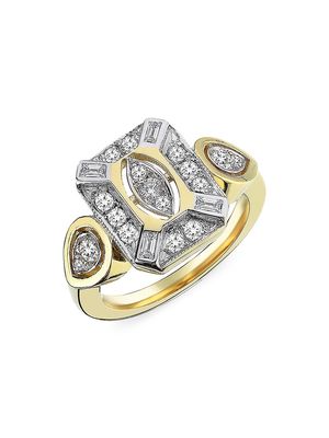 Women's Focus Two-Tone 14K Gold & 0.39 TCW Diamond Pinky Ring - Gold - Size 4 - Gold - Size 4
