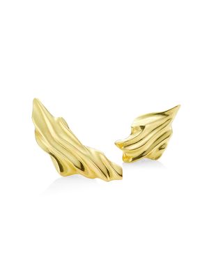 Women's Fold & Ripple 18K Gold Stud Earrings - Yellow Gold - Yellow Gold