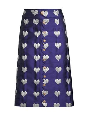 Women's Frankie Heart Jacquard Button Skirt - Blue Heart - Size 2