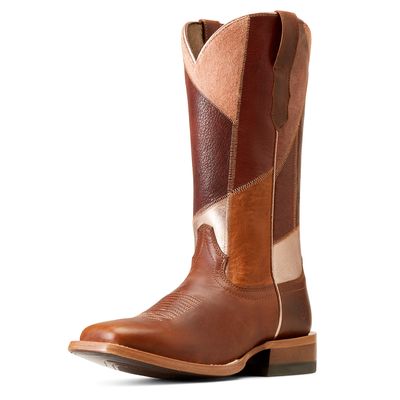 Women's Frontier Patchwork Western Boots in Dapper Tan, Size: 5.5 B / Medium by Ariat