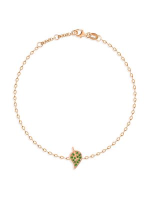 Women's Frutti Leaf 18K Rose Gold & Tsavorite Chain Bracelet - Rose Gold - Rose Gold