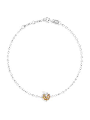 Women's Frutti Peach 18K White Gold, Diamond & Sapphire Chain Bracelet - White Gold - White Gold